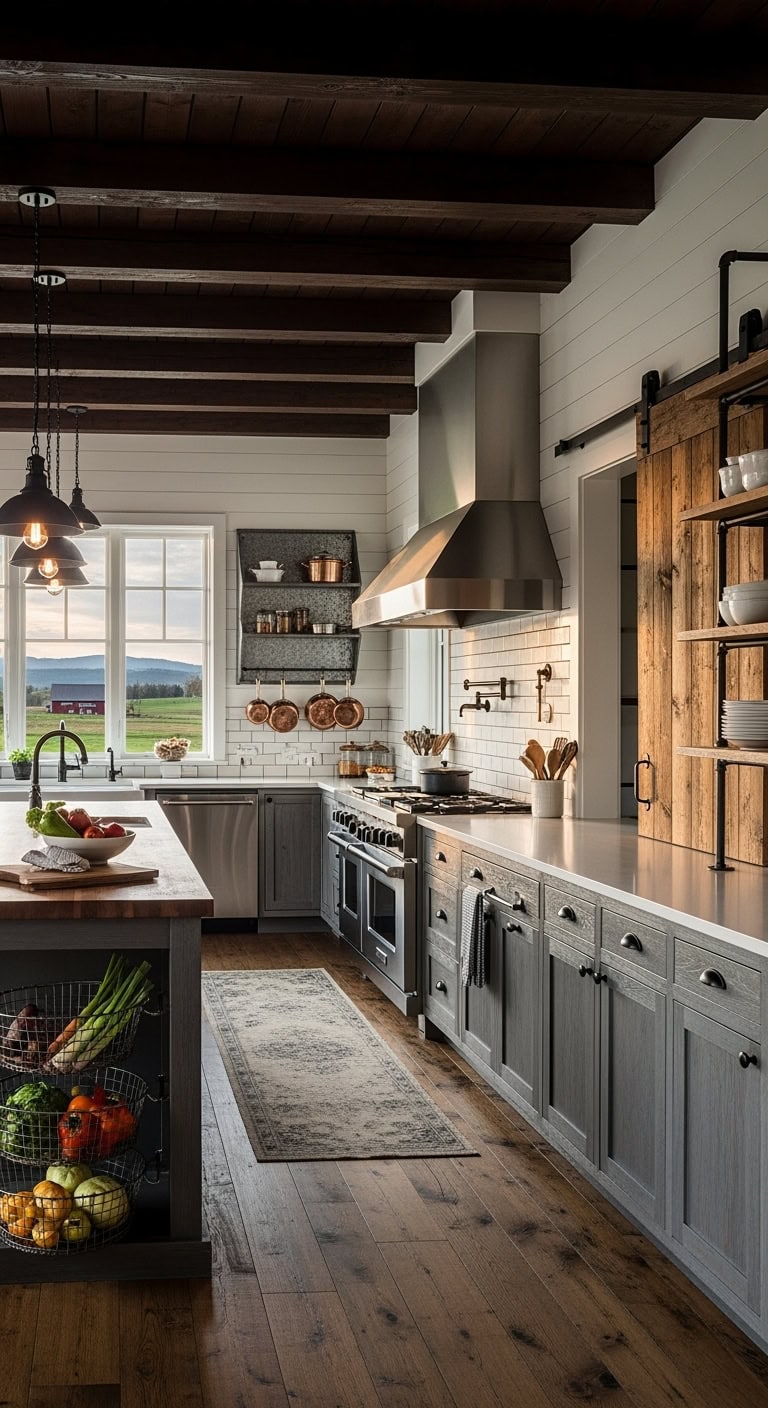 industrial farmhouse kitchen chic