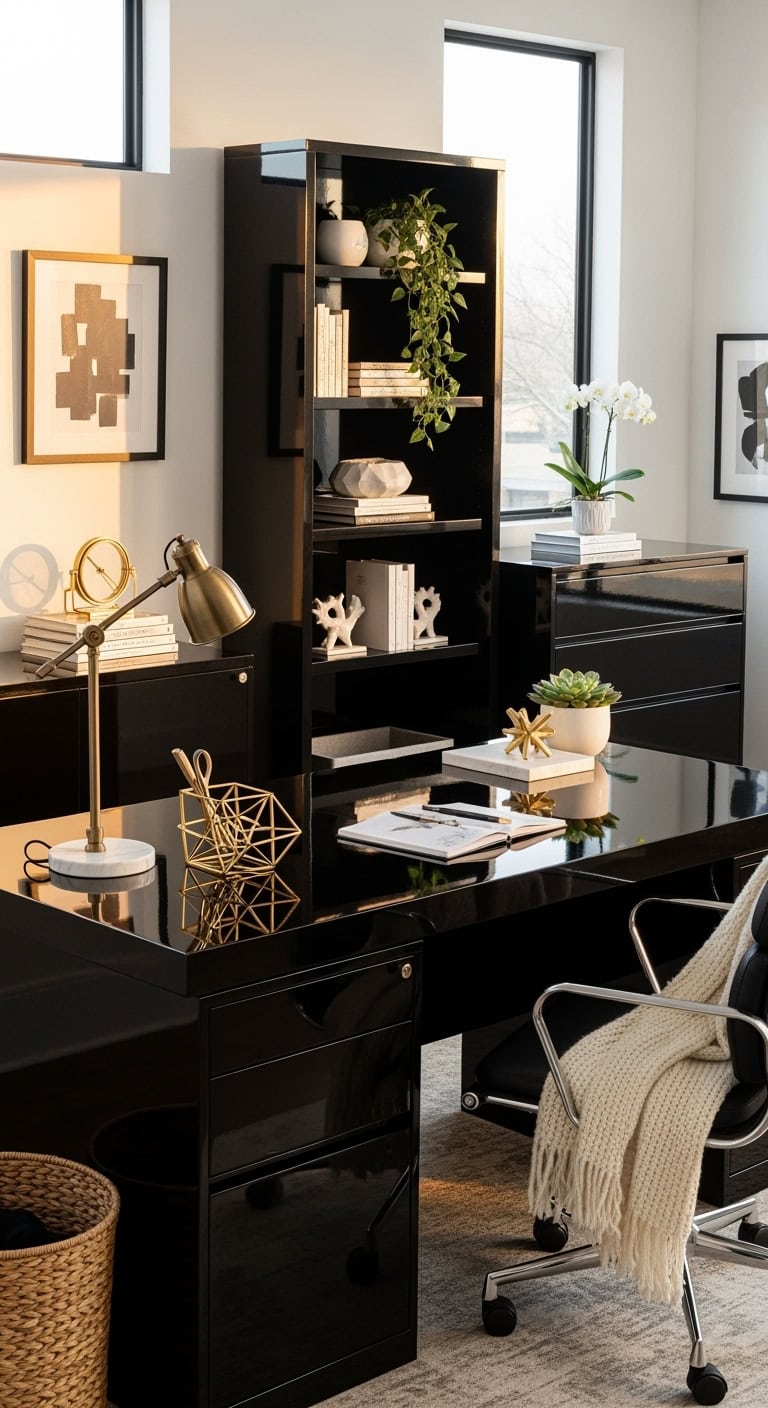 sleek organized reflective sophisticated workspace
