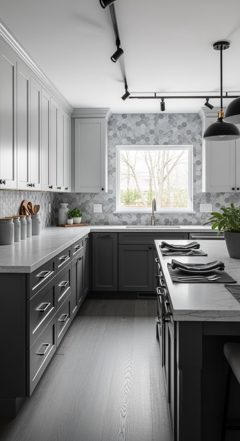 layered grey coffee shop kitchen