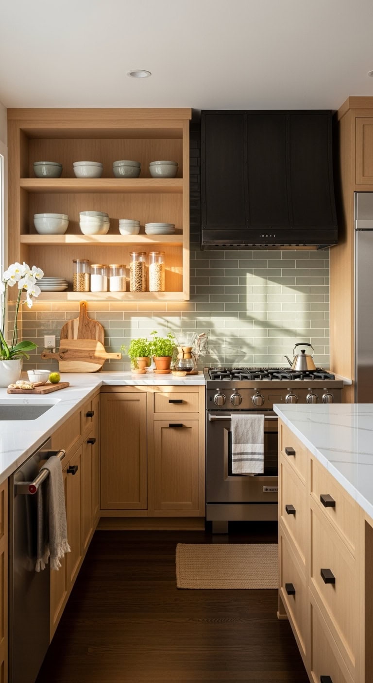 bright clean warm minimalist kitchen