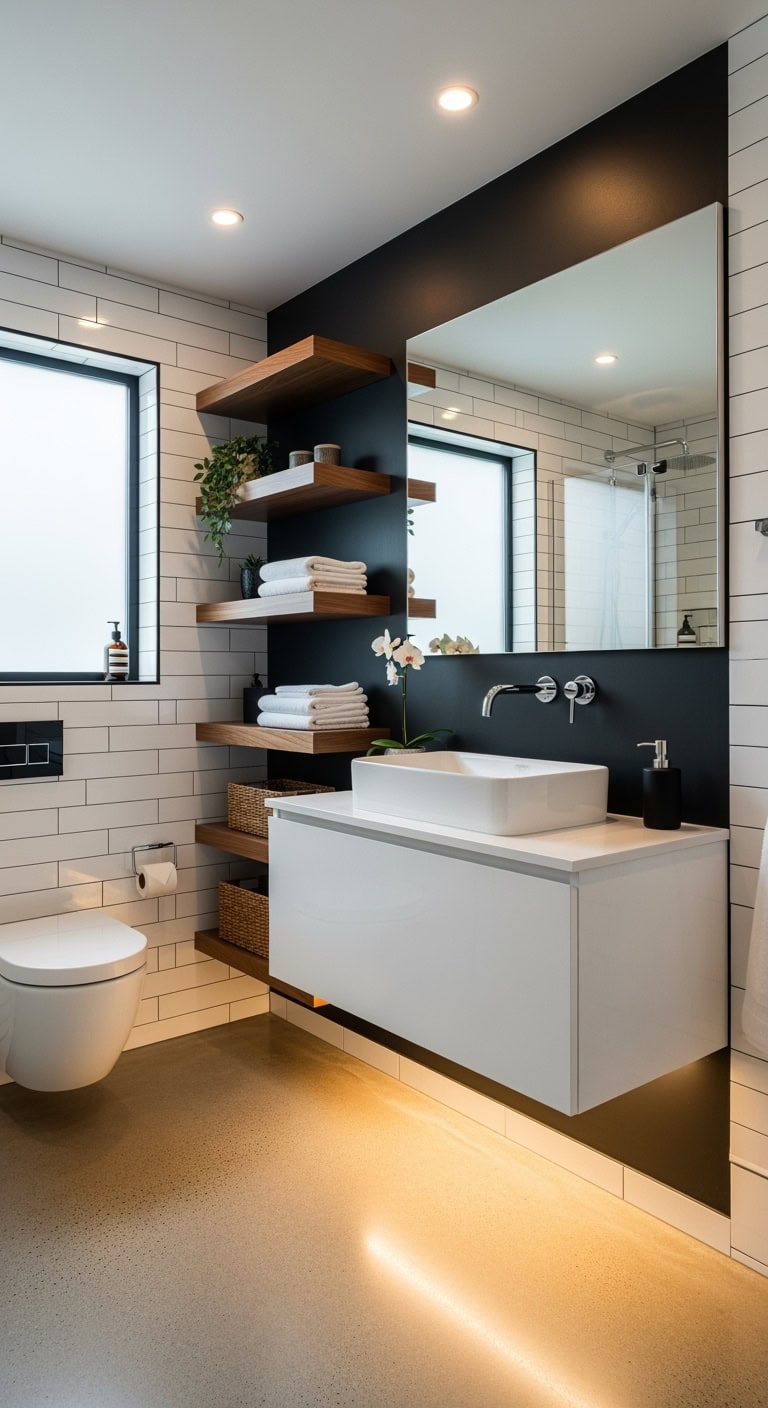 floating vanity black backdrop zen spa