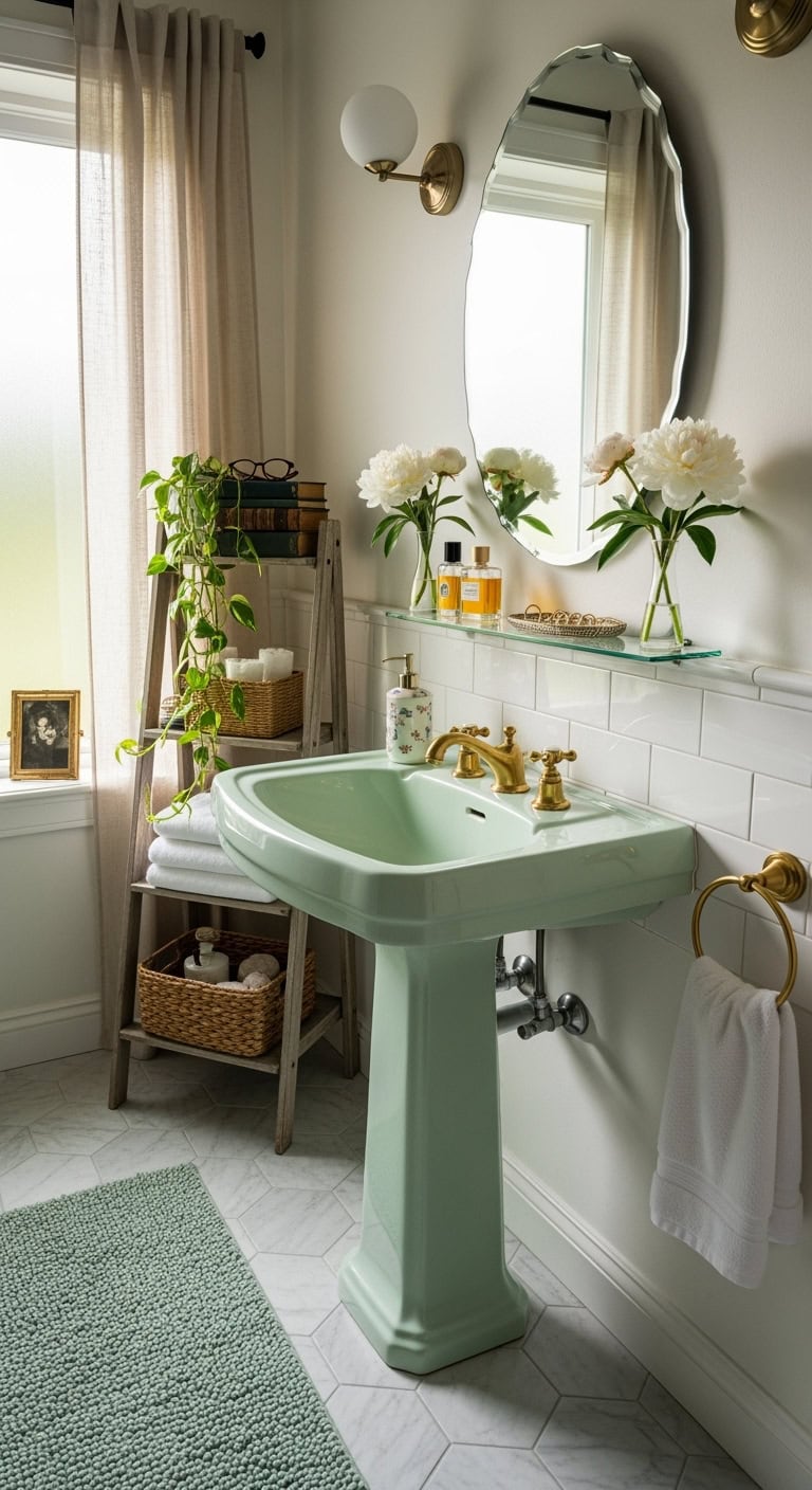 vintage pedestal sink glamour