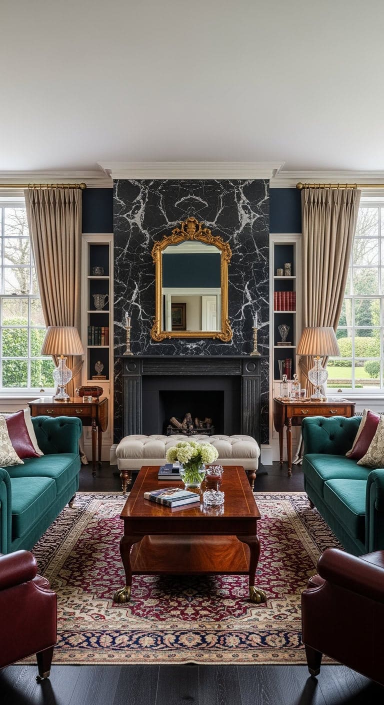 black marble fireplace elegance