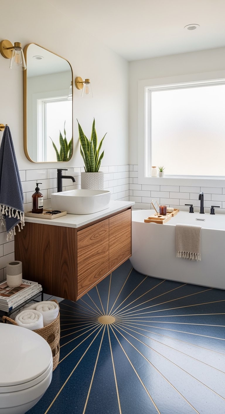 sophisticated navy concrete with golden accents