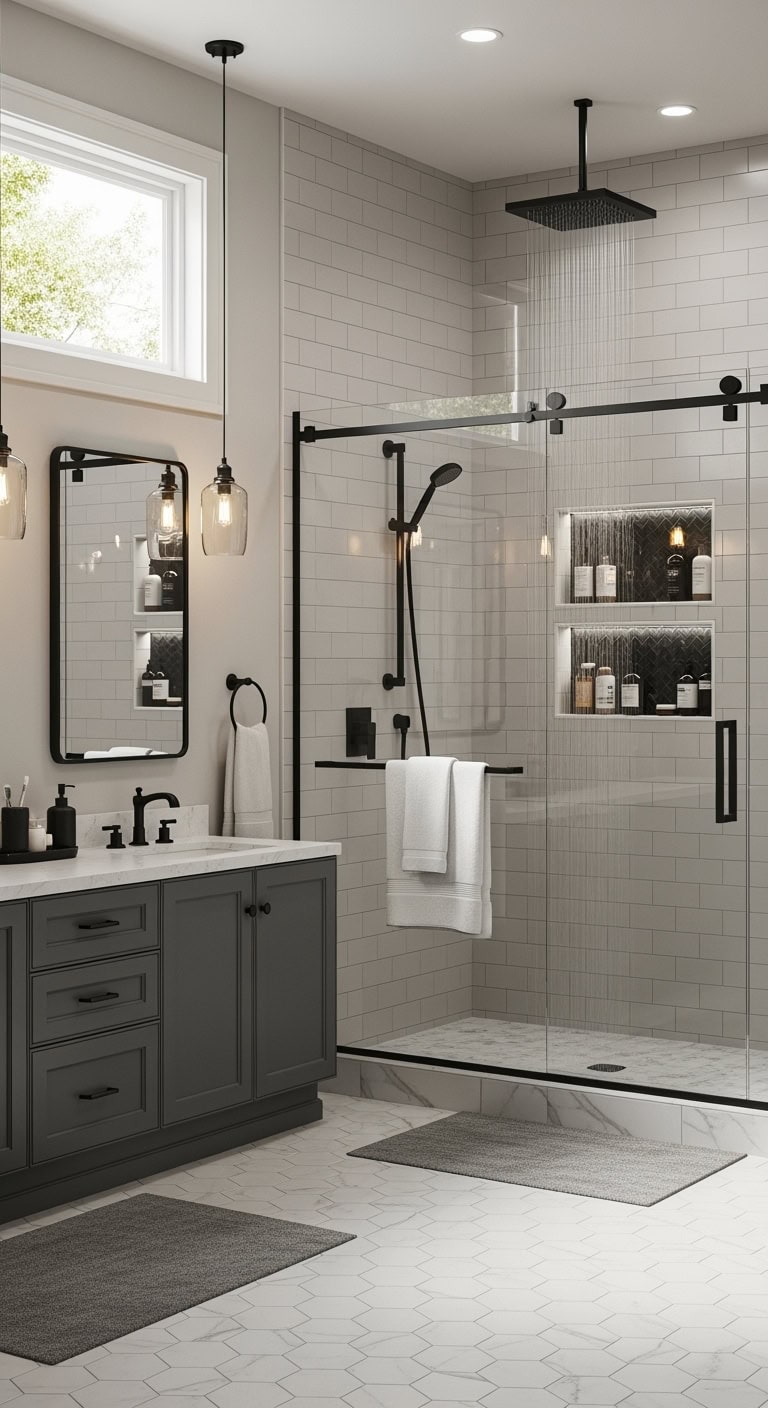 luxurious minimalist sophisticated black shower