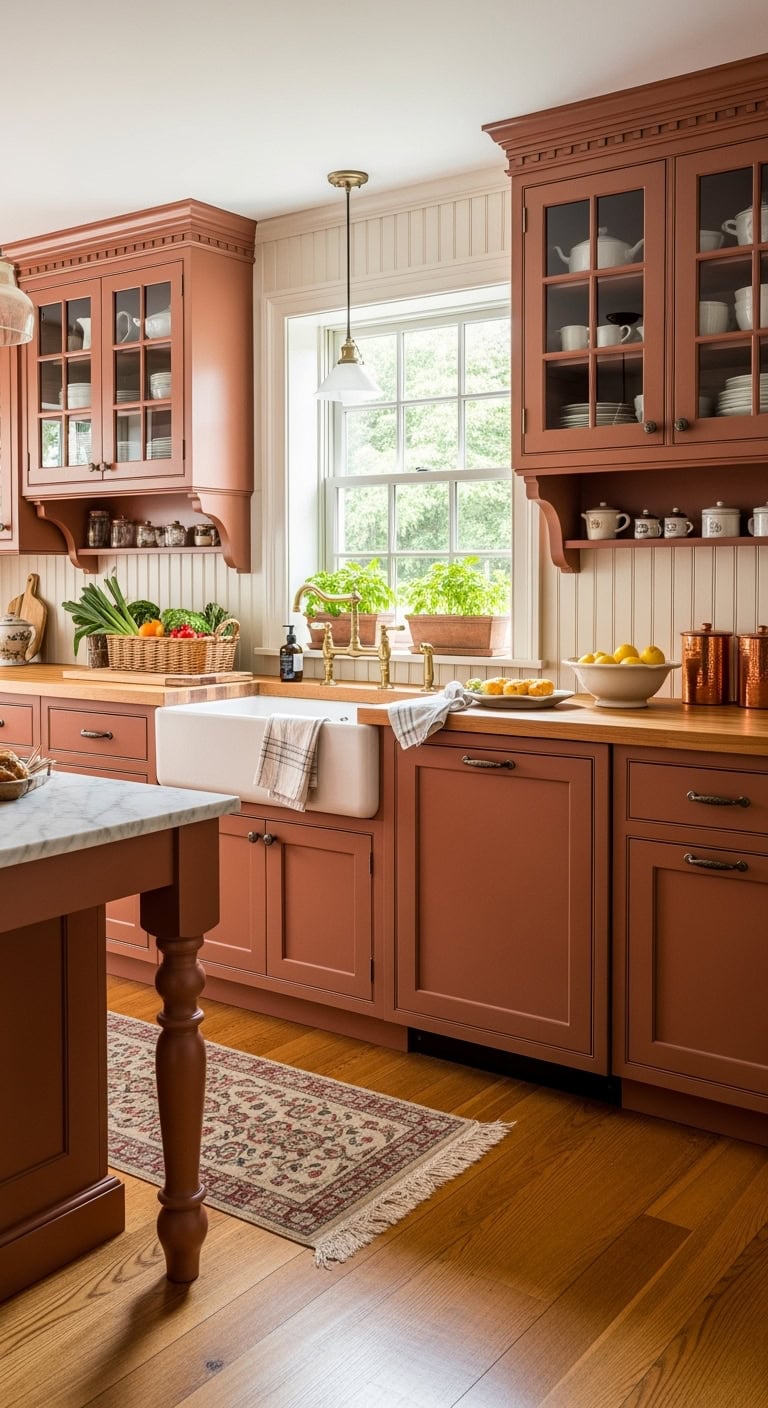 cozy elegant terracotta kitchen design