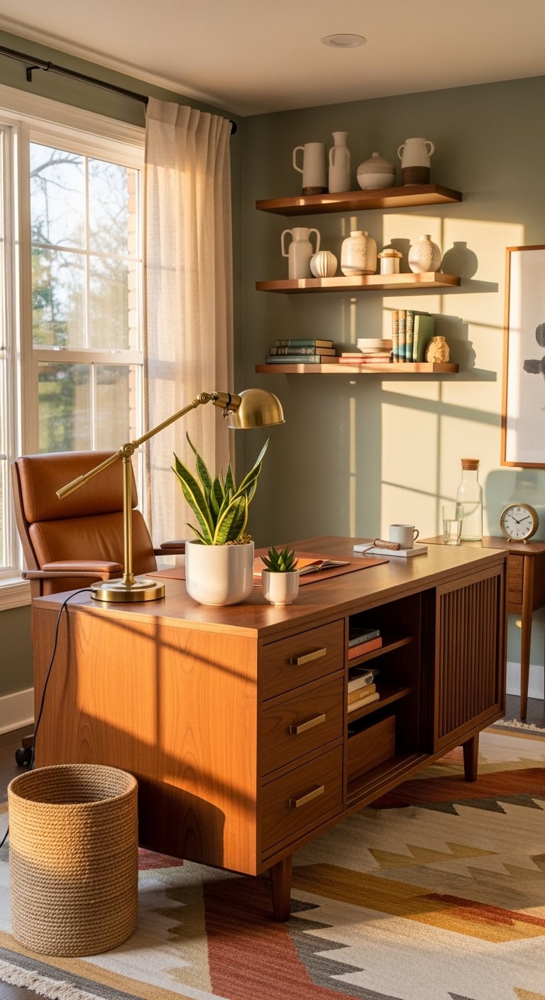 elegant sophisticated wood toned workspace