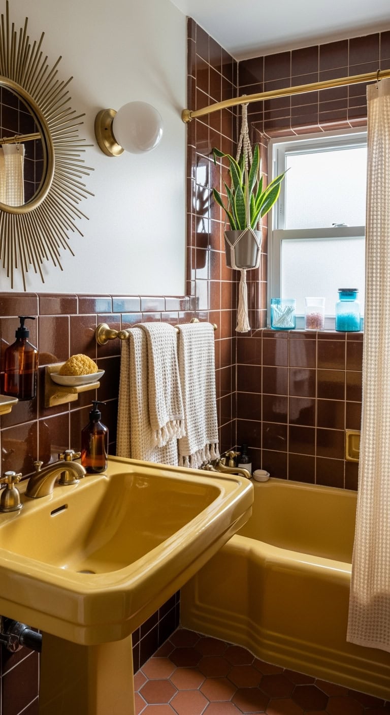 retro autumn bathroom warmth harmony