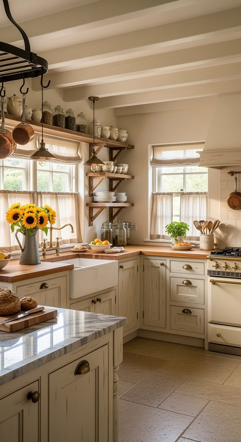 rustic cream kitchen charm