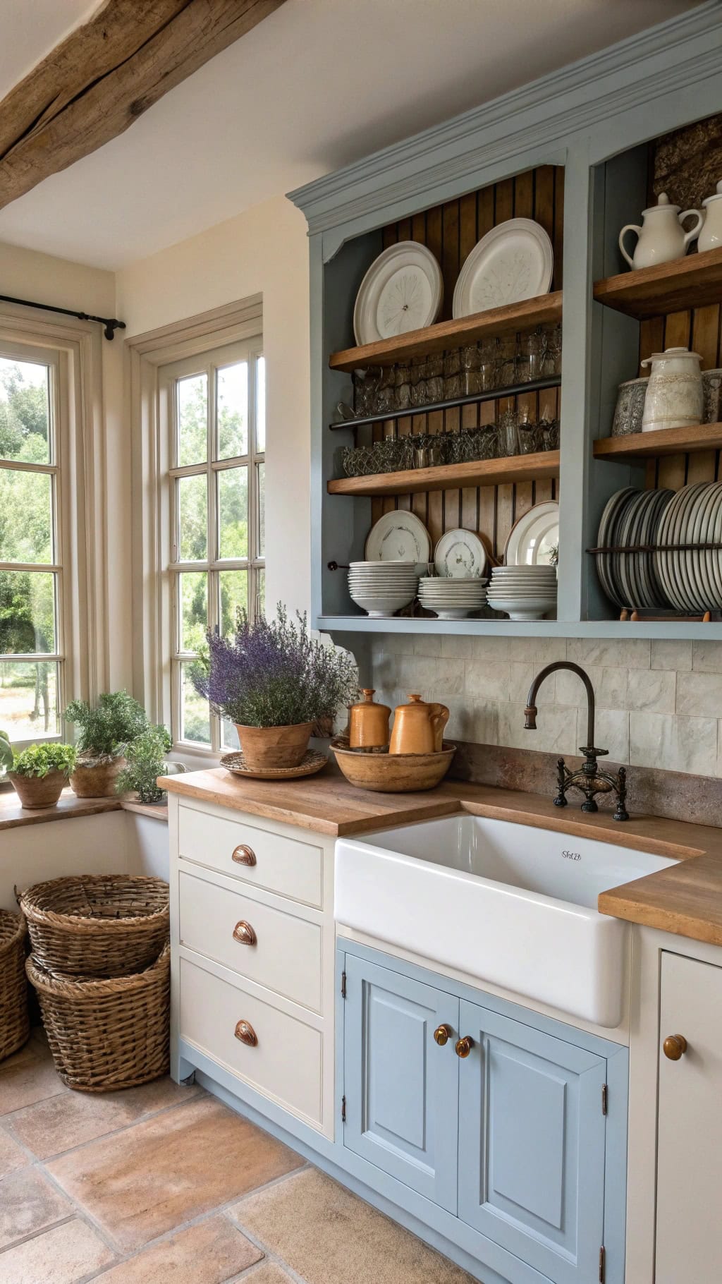 vintage steel blue hutch