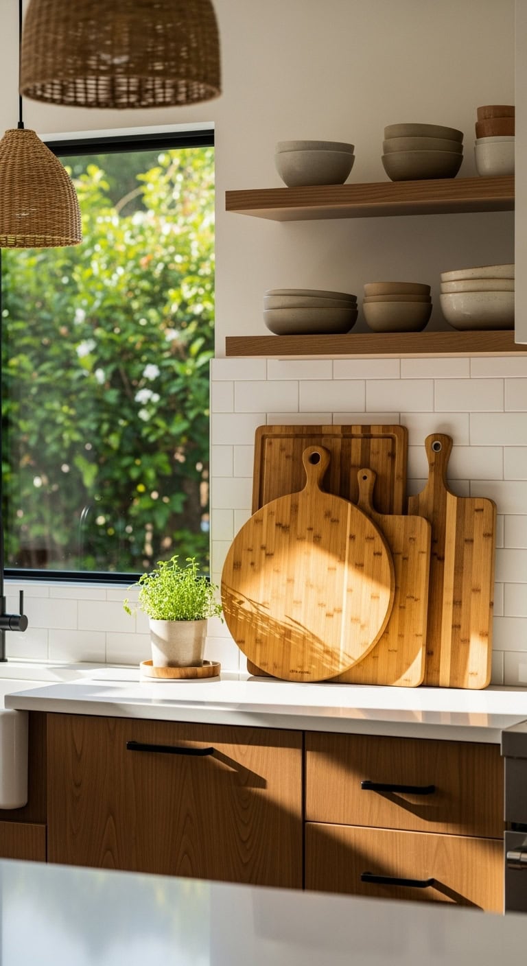 organic layered textured bamboo display