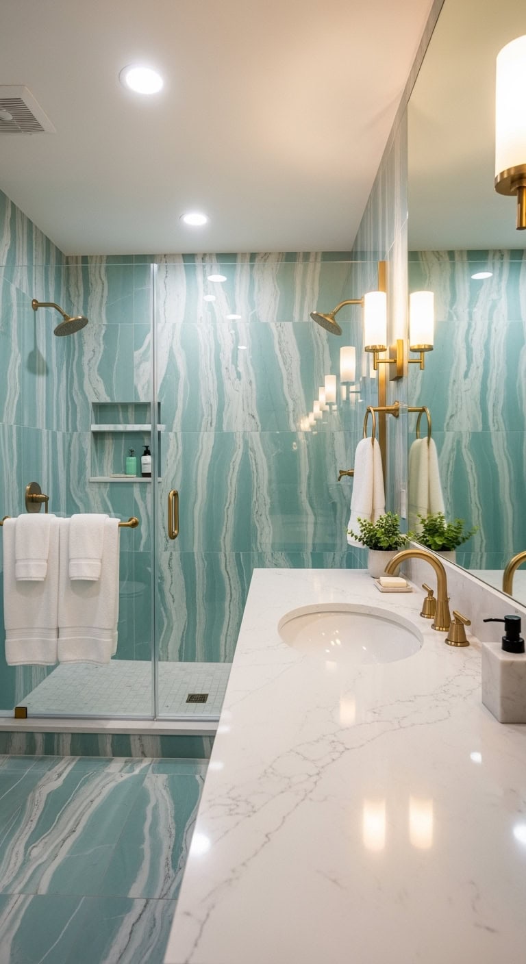 aqua marble veining evokes elegance and sophistication