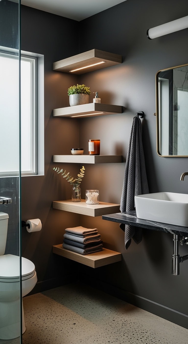 minimalist space saving modular bathroom storage