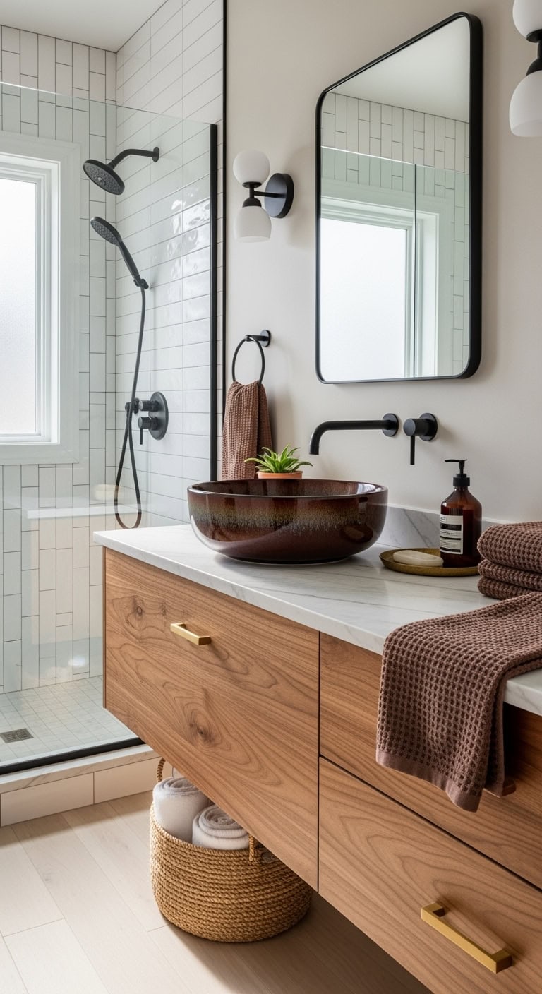 chocolate vessel sink bathroom opulence