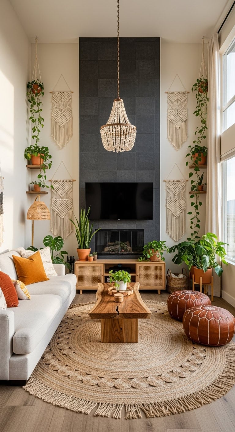 textured black tile fireplace