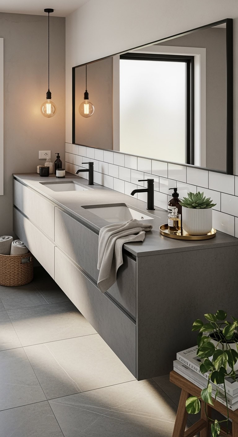 matte concrete inspired bathroom minimalist aesthetics