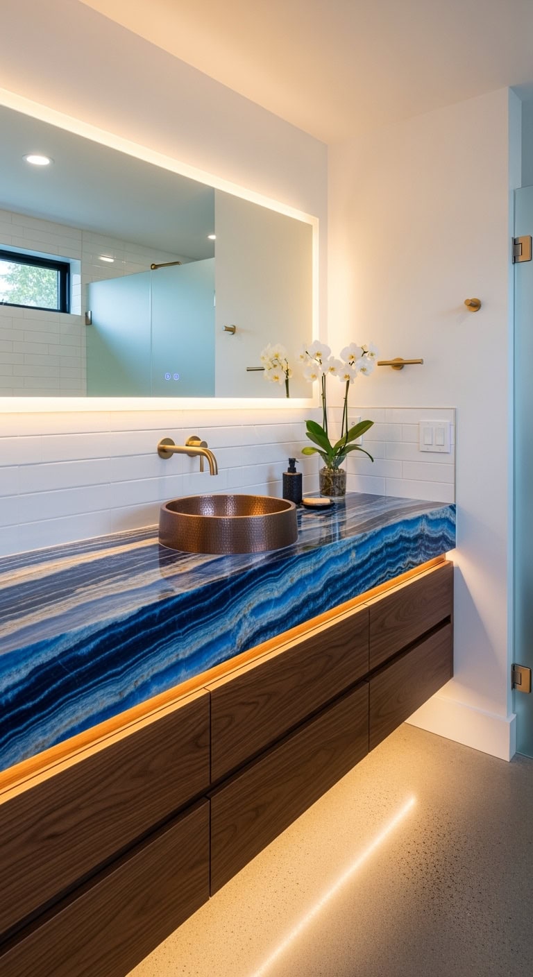 bathroom luxury blue onyx centerpiece