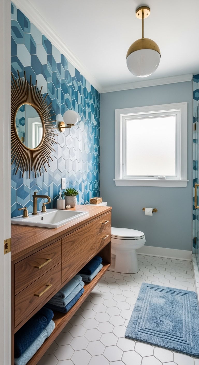 mid century walnut with blues