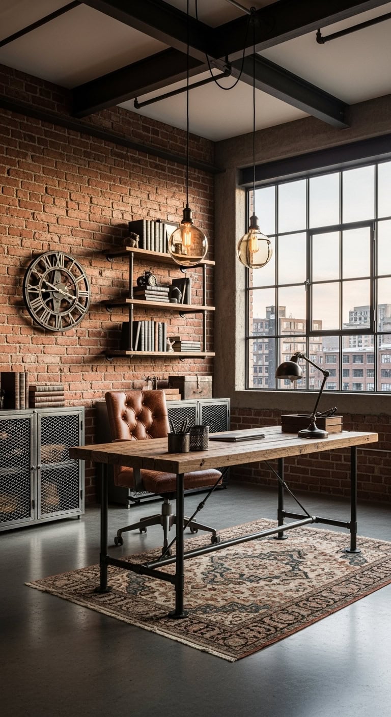 exposed brick industrial office