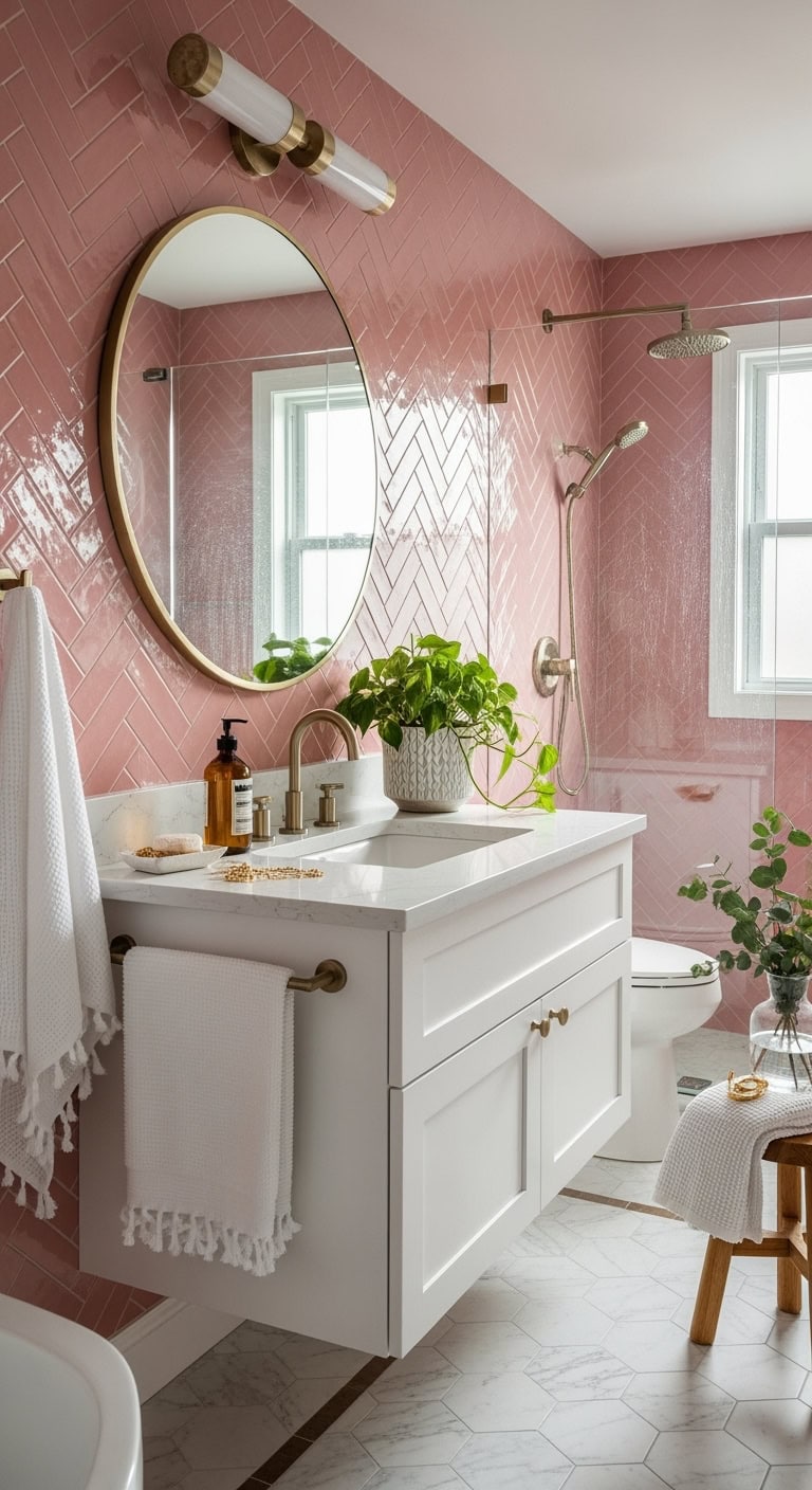millennial pink subway tiles stunning backdrop