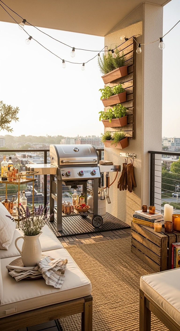 outdoor oasis with compact grilling station