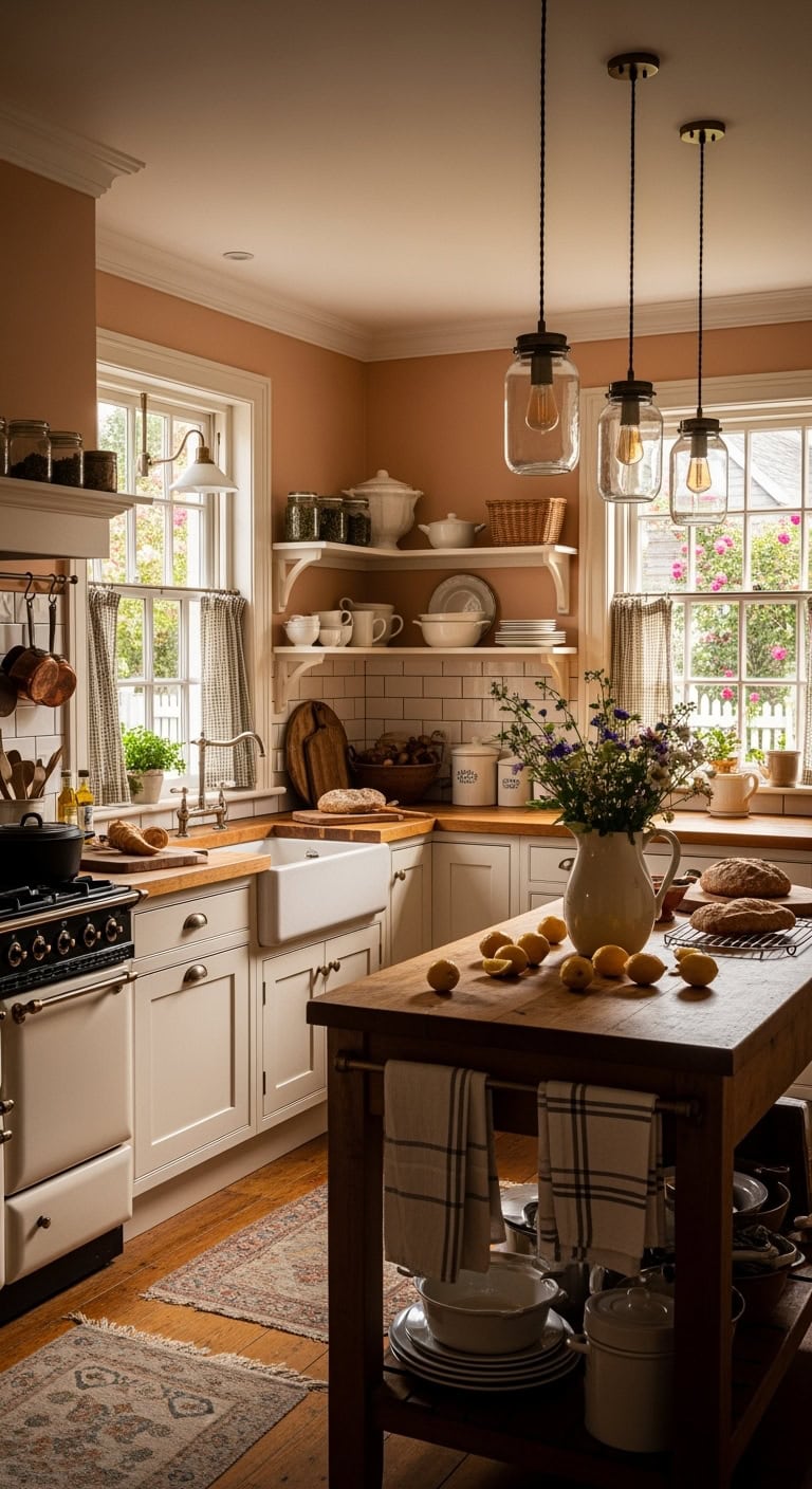 charming peach cottage kitchen