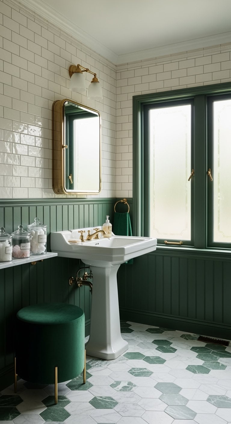 hunter green cream tile retreat