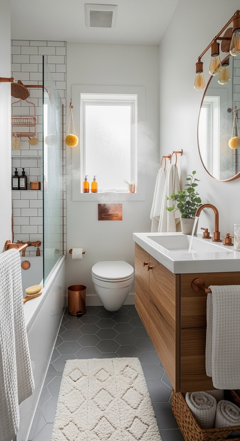 boutique copper bath hardware accents