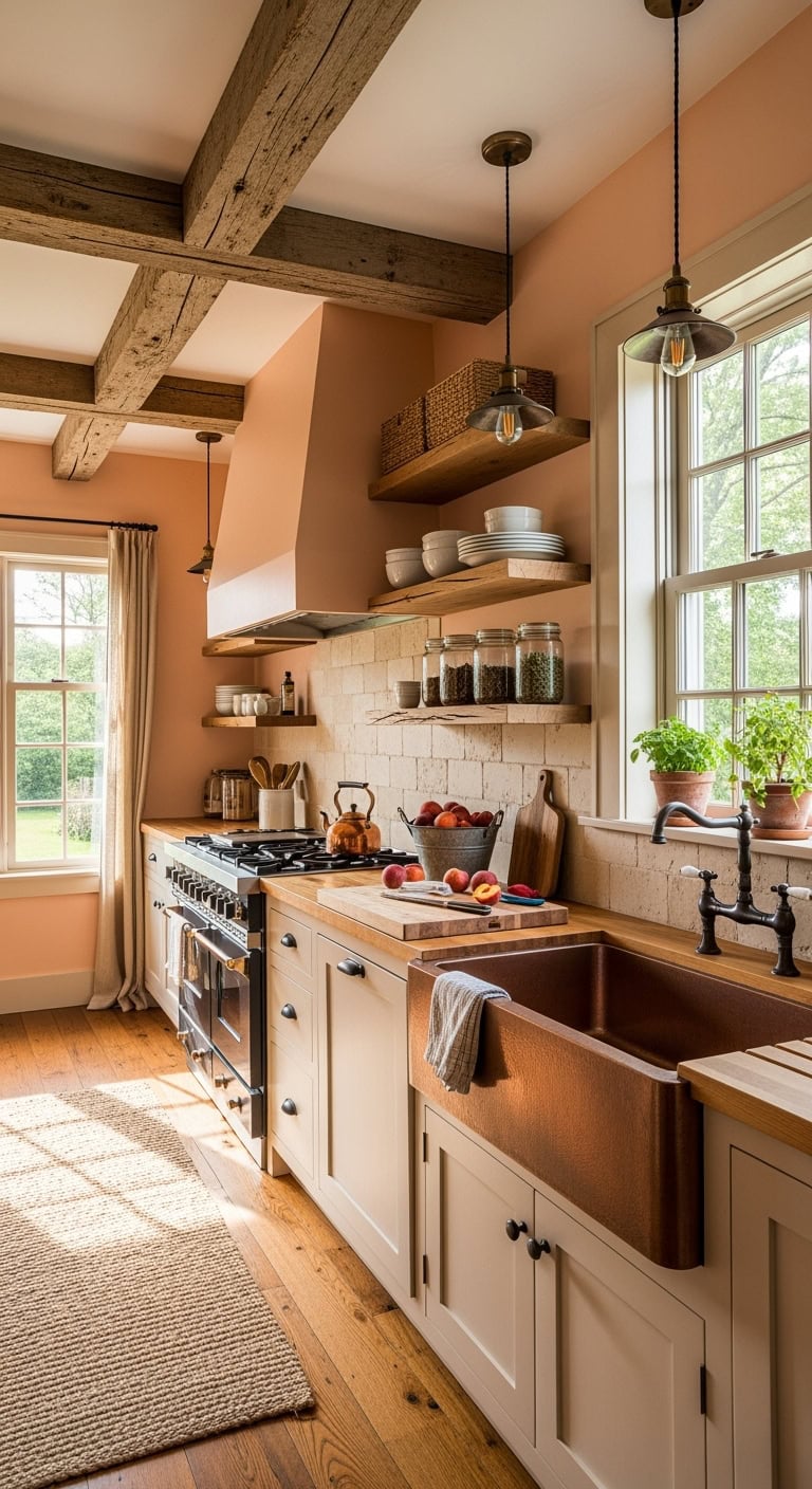 rustic peach kitchen charm