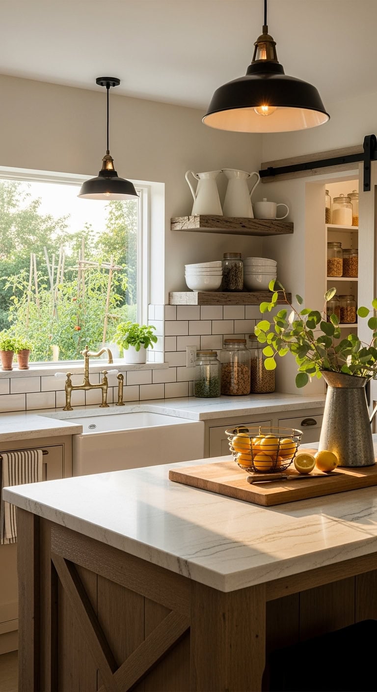 modern farmhouse stone kitchen