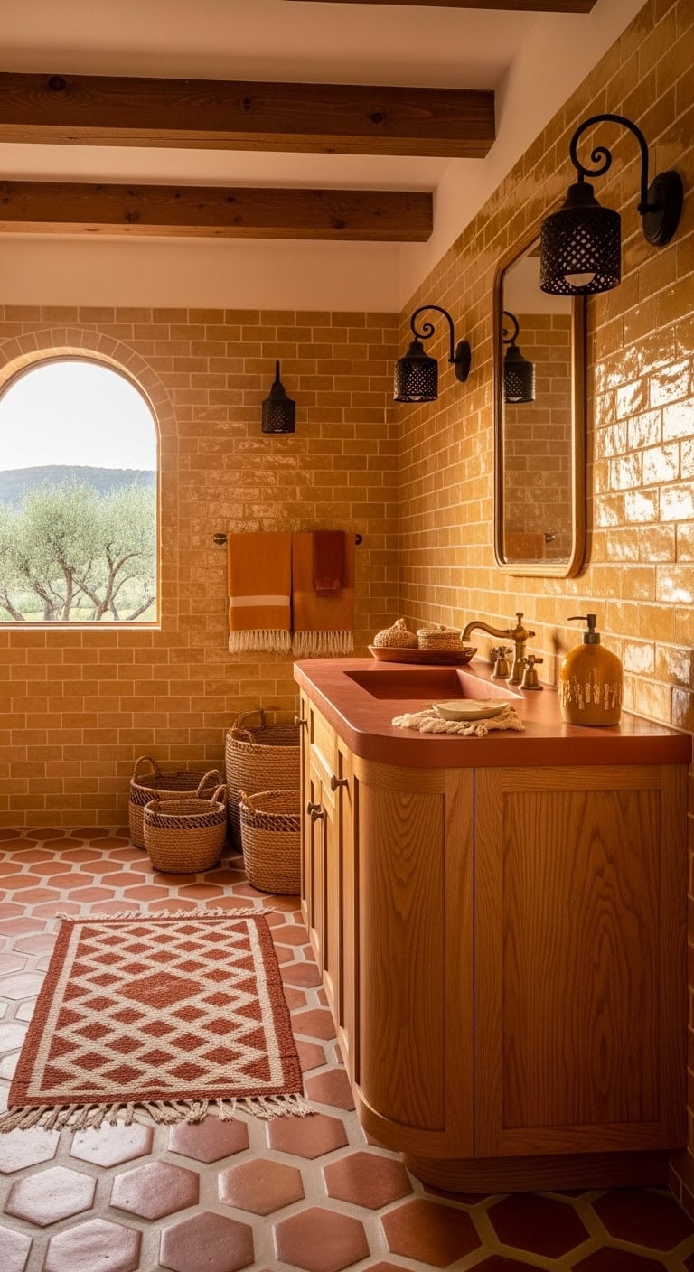 sun soaked mediterranean terracotta bathroom