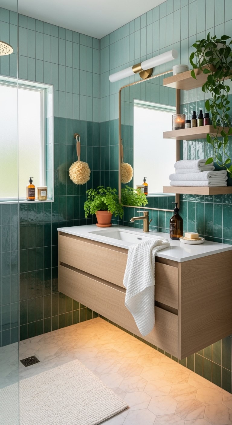 gradient ombre mermaid lagoon bathroom