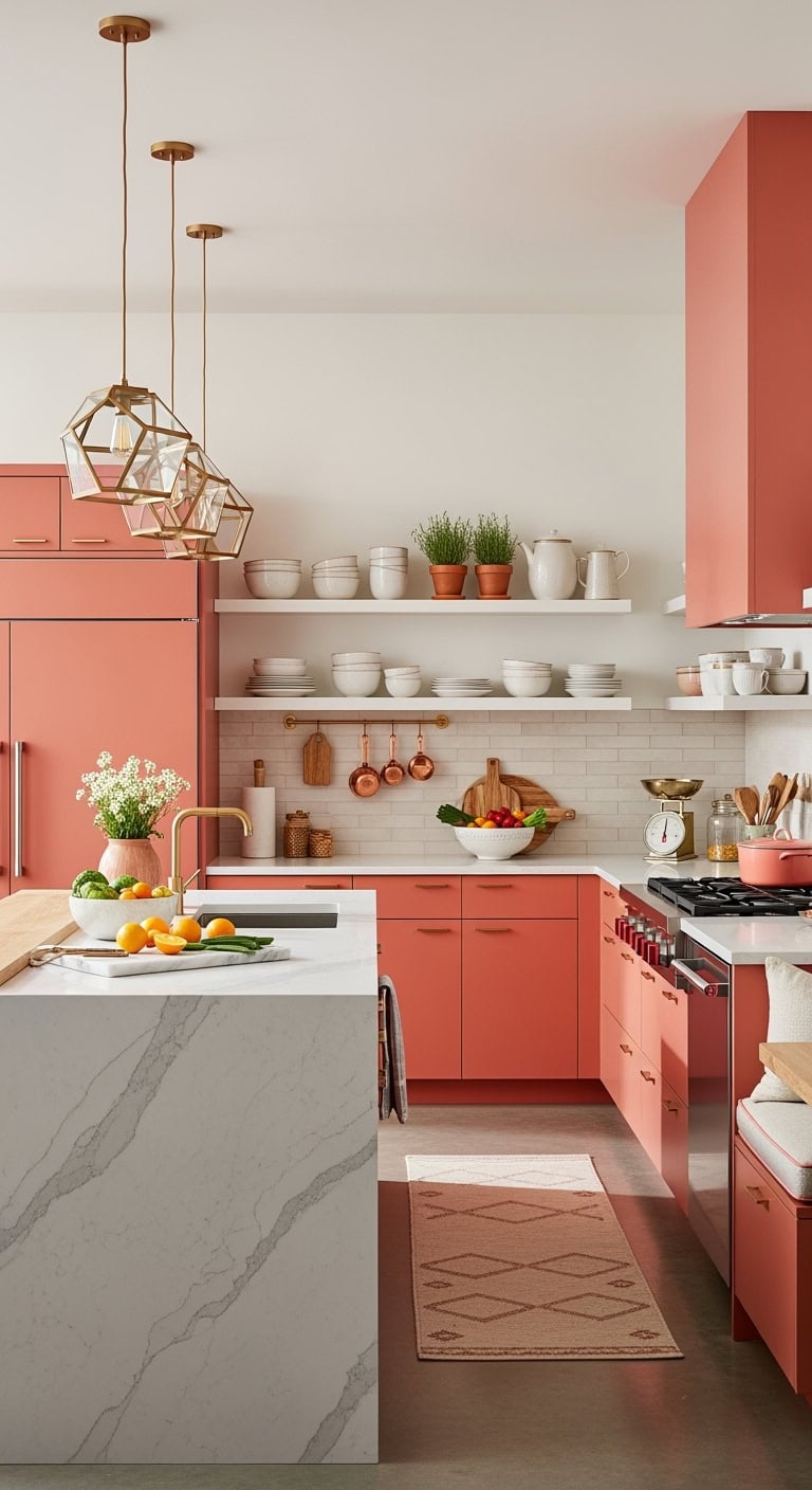 sleek coral kitchen design