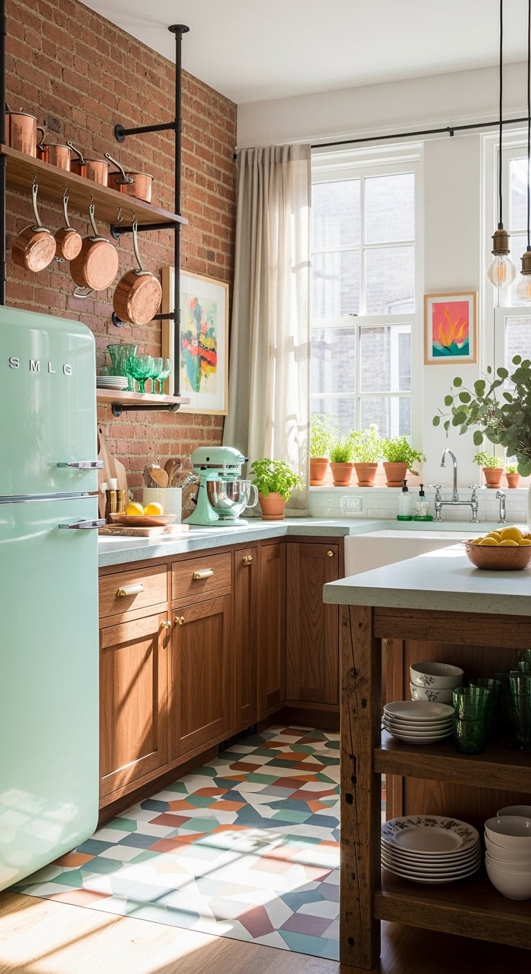 eclectic mint kitchen design