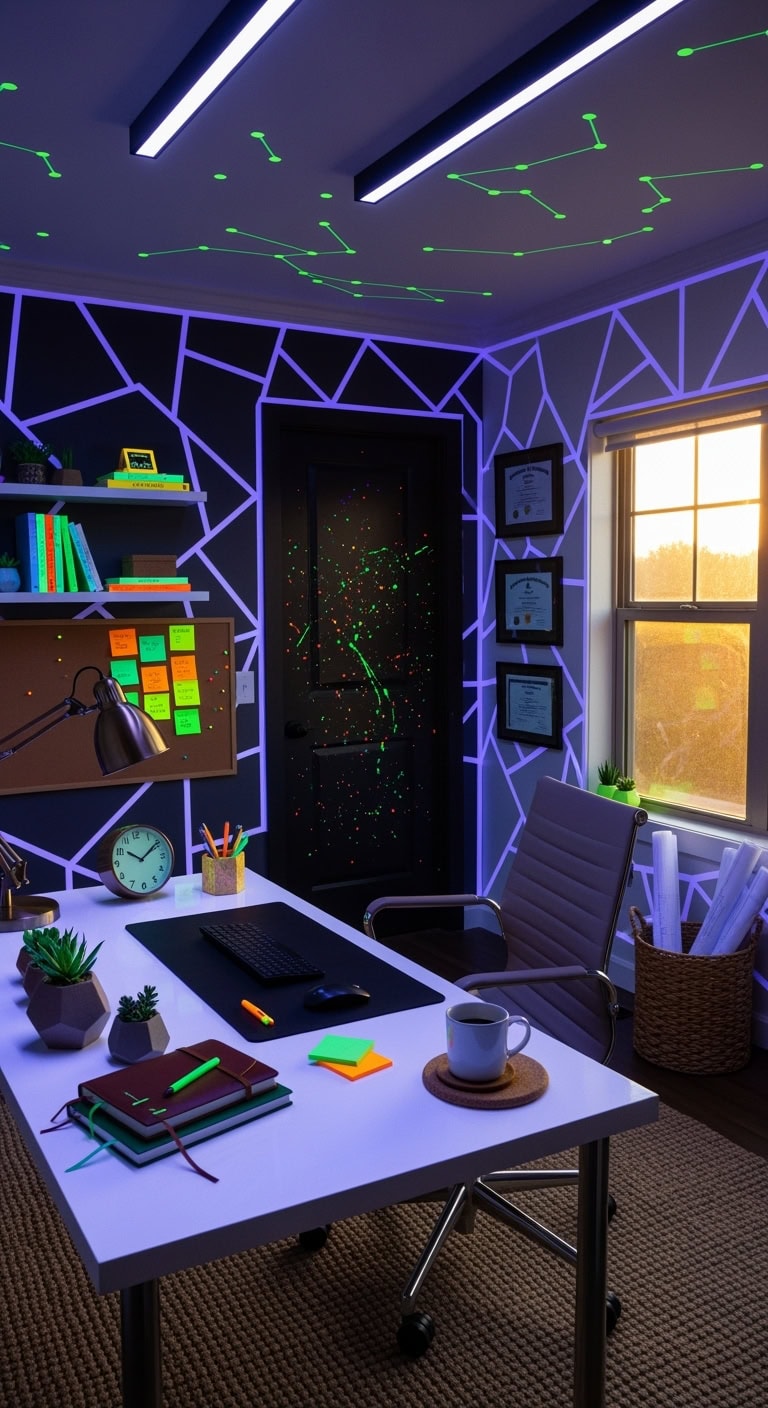 glowing ethereal blacklight reactive workspace