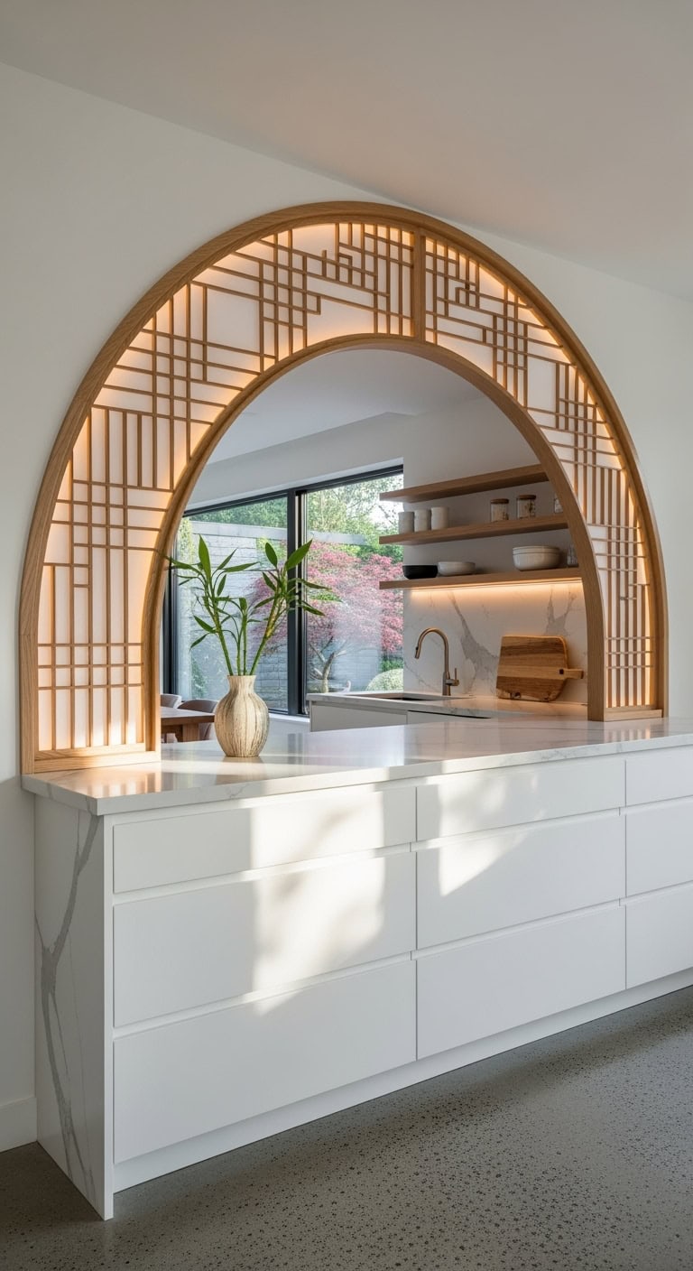 serene modern zen kitchen focal point