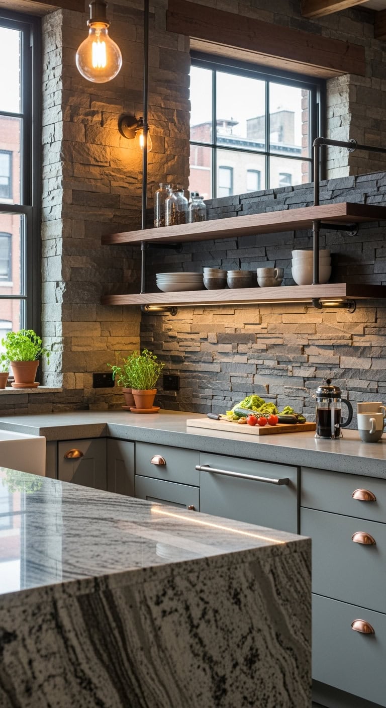 urban industrial stone kitchen