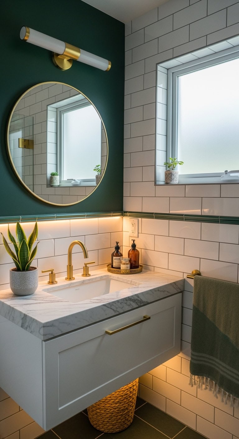 sparkly emerald grout elevates tile design