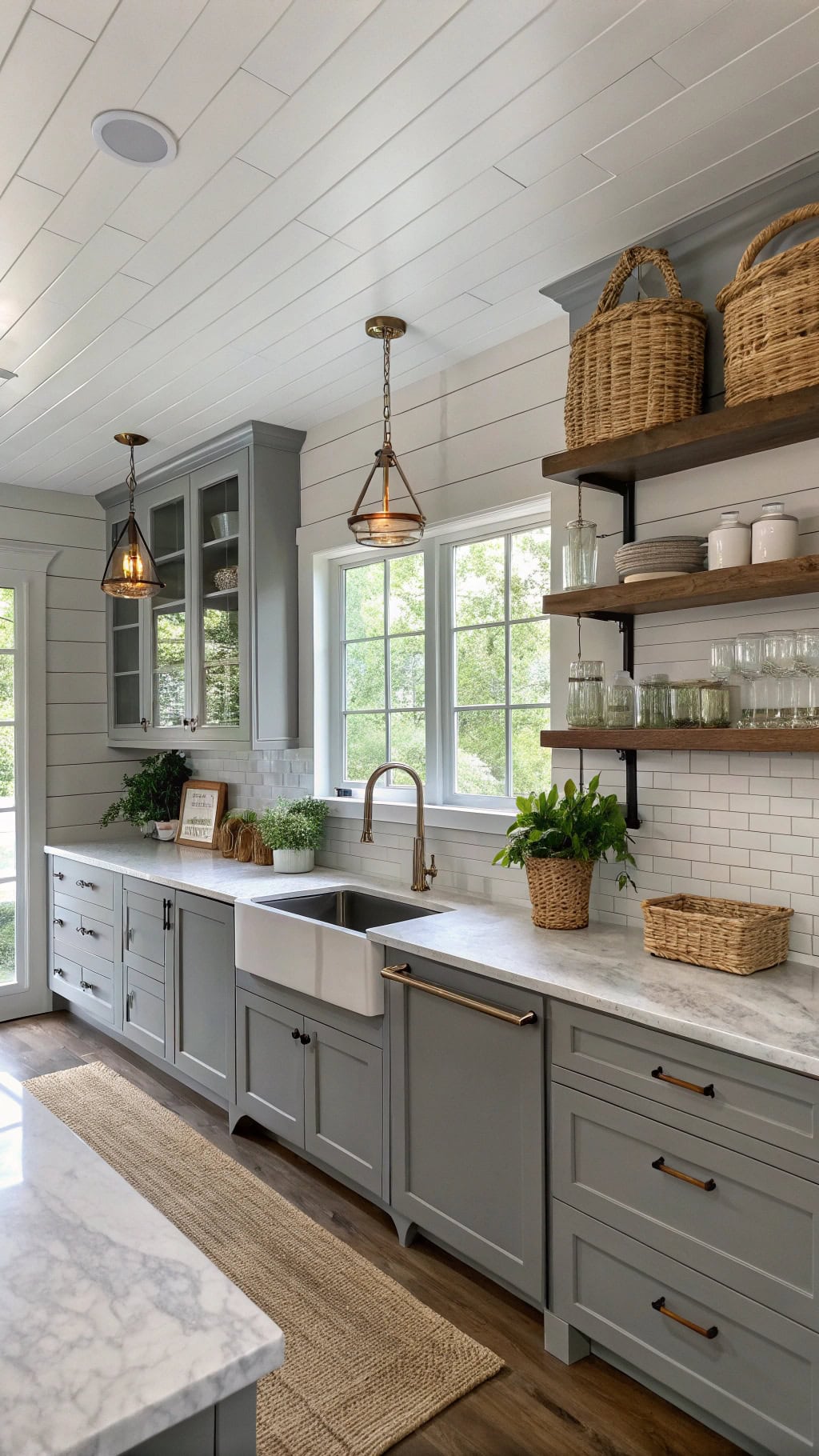gray shiplap kitchen design