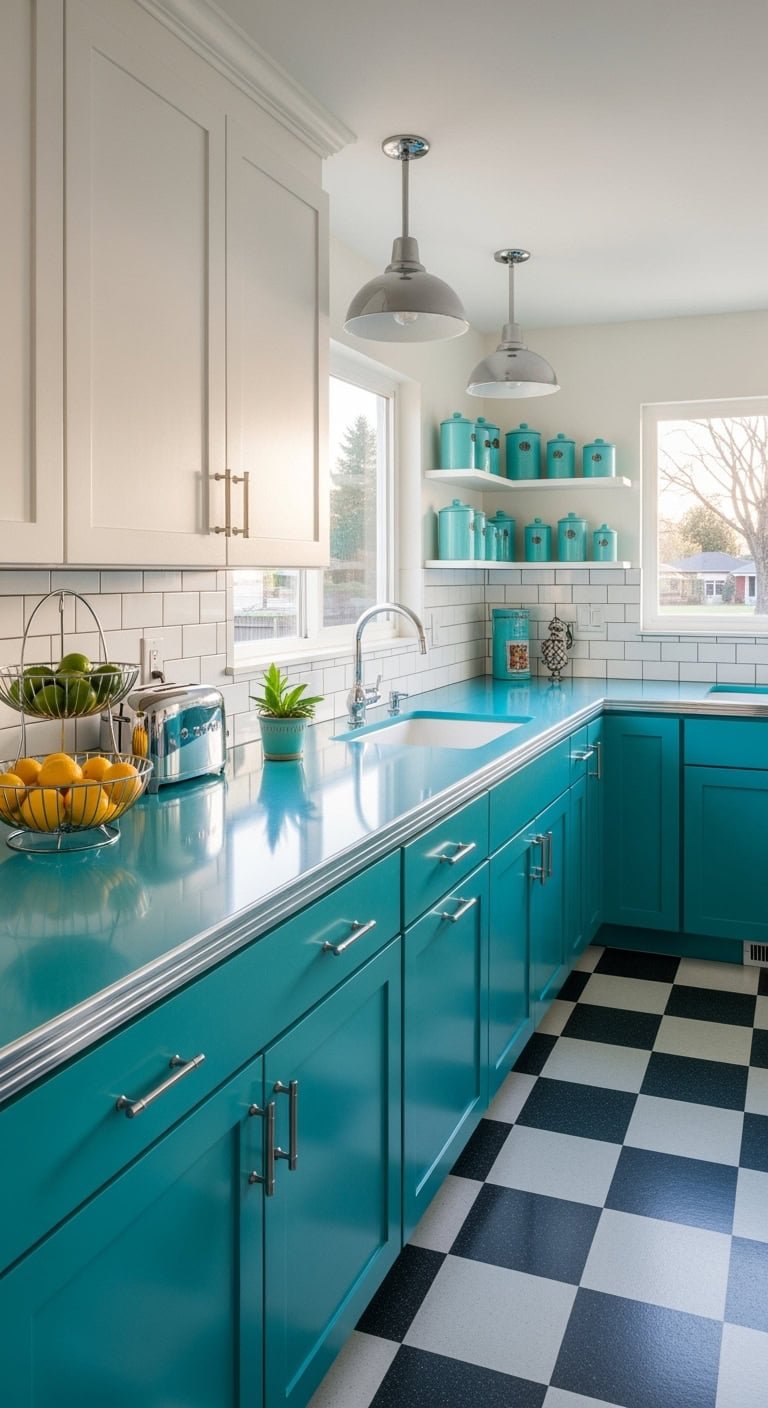 aqua formica retro diner