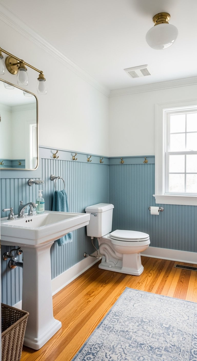 cozy cottage bathroom beadboard detail