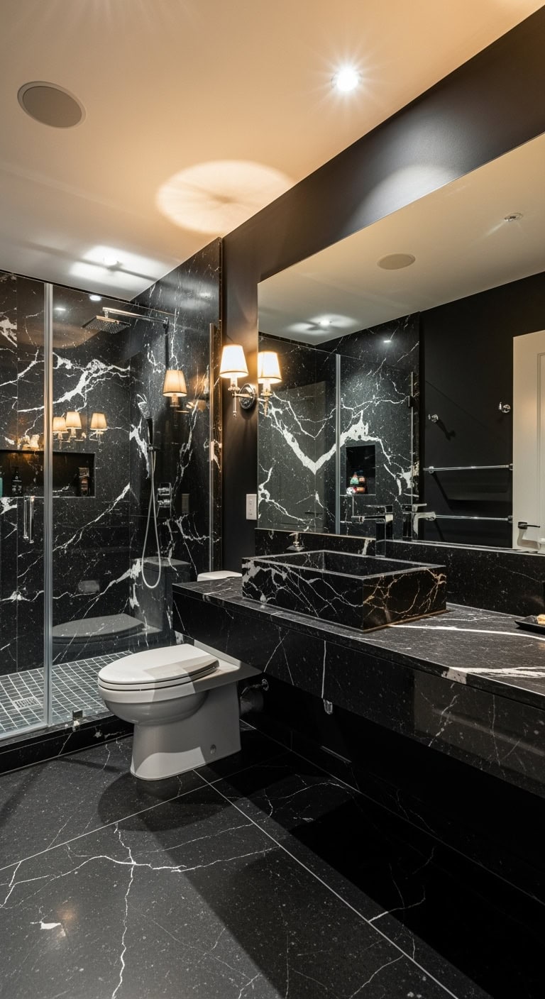 luxurious dramatic sculptural sophisticated black marble