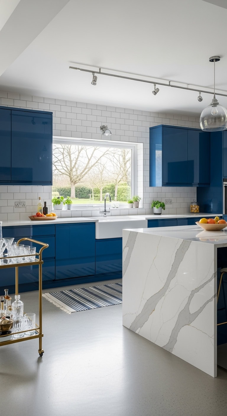 glossy cobalt waterfall island