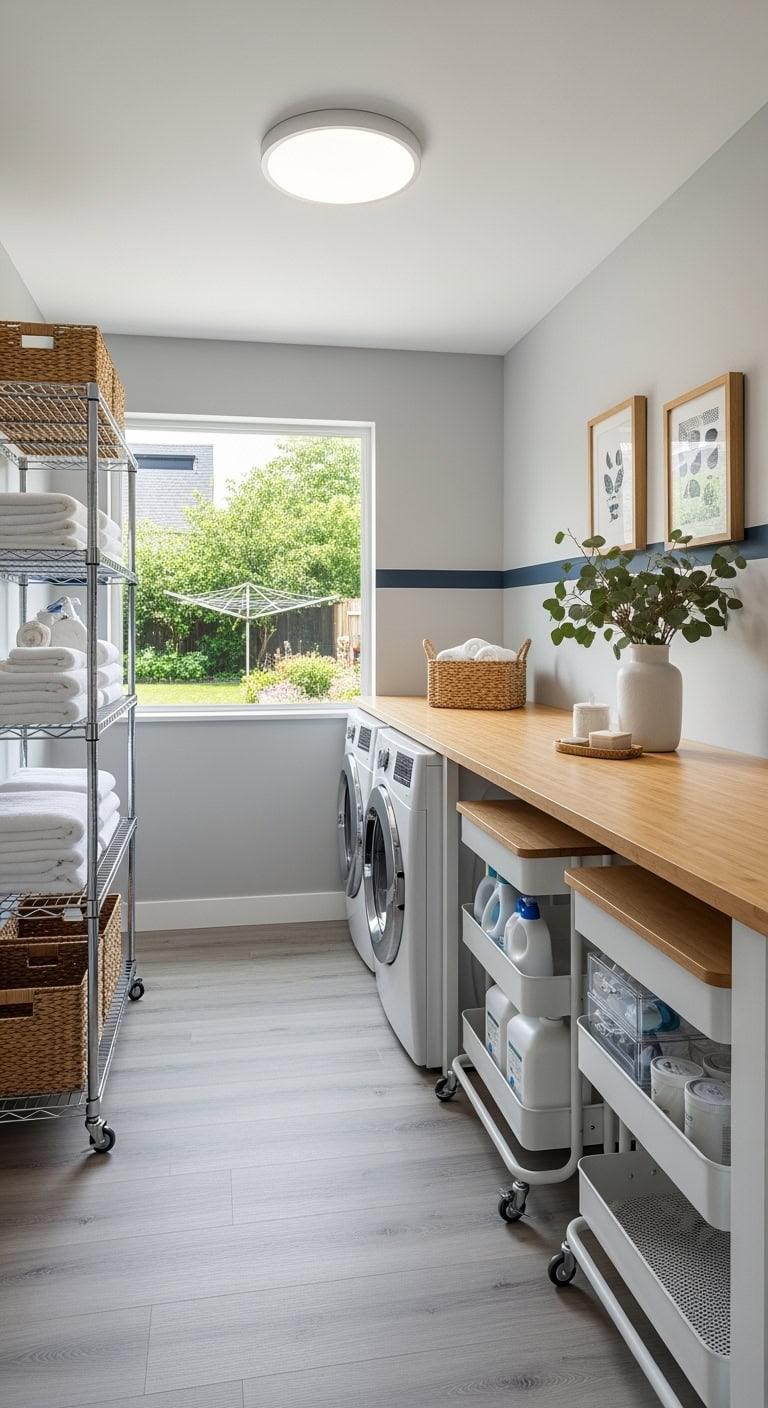 mobile stylish flexible laundry storage