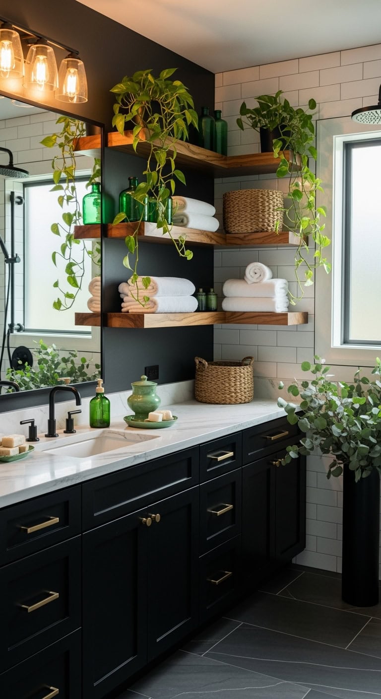 spa meets forest bathroom decor idea