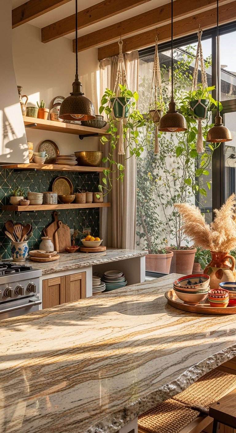 eclectic boho chic stone kitchen sanctuary