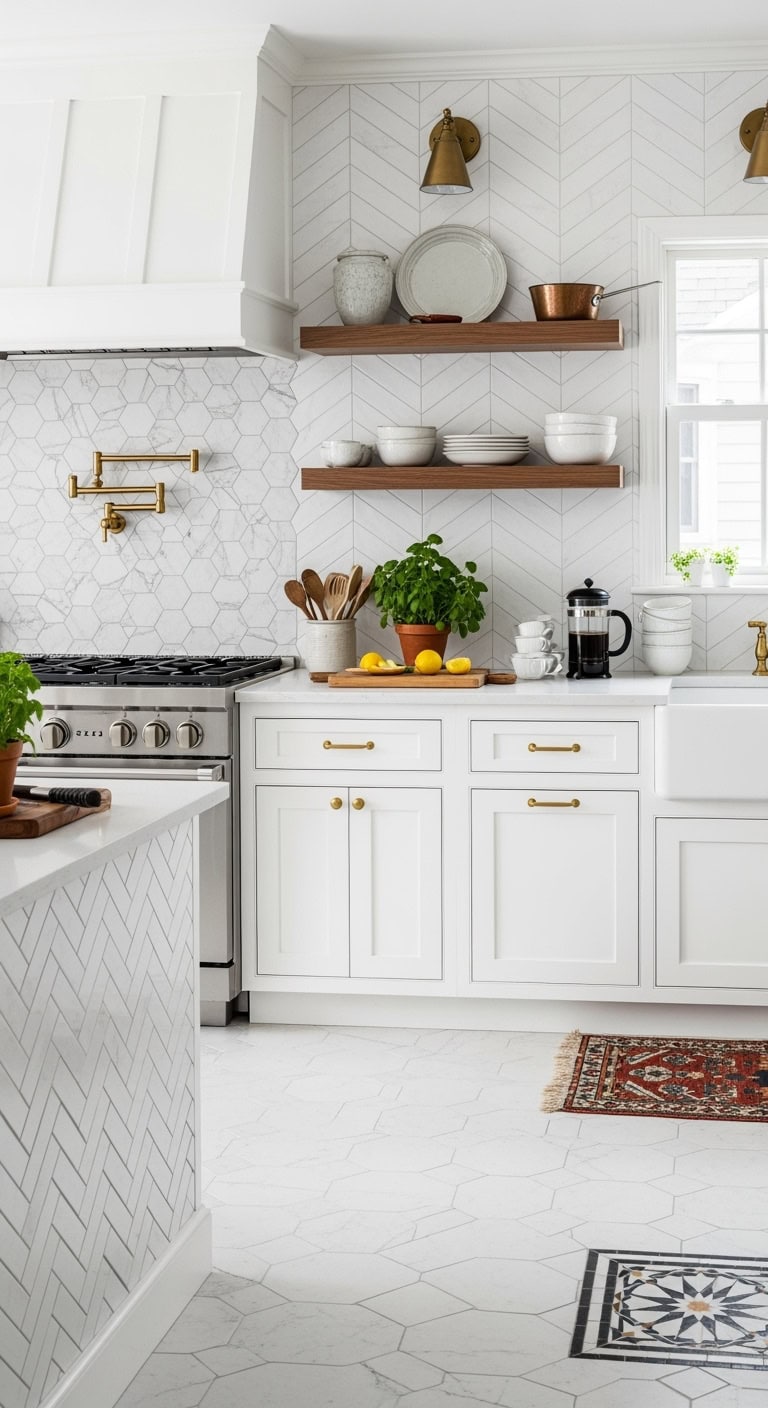 geometric white tile patterns