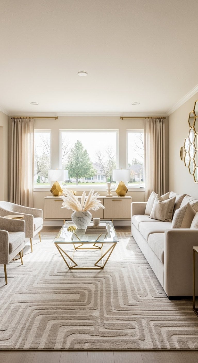 monochromatic beige with gold