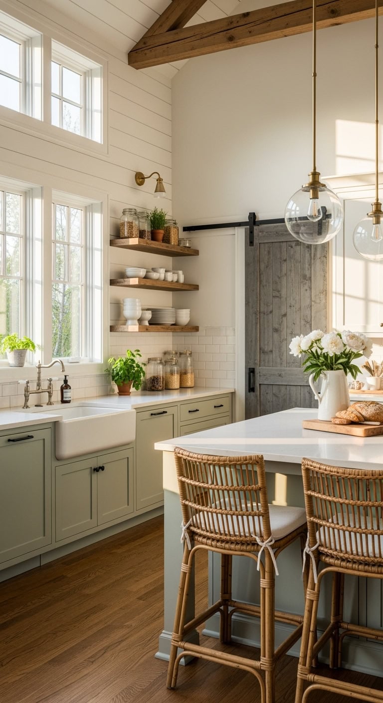 farmhouse chic cream countertops