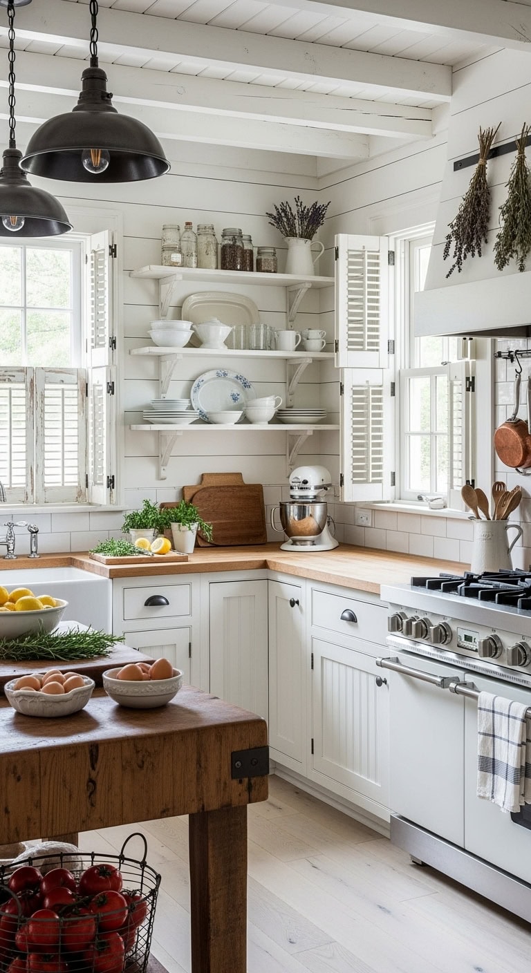 vintage farmhouse cottage style window shutters